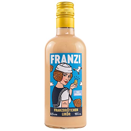 Franzi/Franzbrötchen Likör / 500 ml / 15% Vol. / Samtig weicher Sahnelikör/Geschmack von Zimt & karamellisiertem Zucker/Franzbrötchengenuss ganz ohne Krümel von Franzi