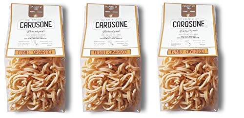 3x Fratelli Carosone Pasta Artigianale Fusilli Casarecci handwerkliche Hartweizengrieß Pasta 100% italienischer Weizen Bronze Zeichnung Packung mit 500g langsames Trocknen bei niedrigen Temperaturen von Fratelli Carosone