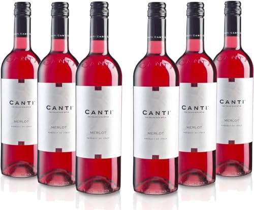 Canti - Merlot italienischer Rosé Wein 11,5%, sanfter Geschmack mit kräftiger Fruchtigkeit, 6x750 ml von CANTI