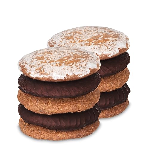 Lebkuchen - 2-er Pack - original Nürnberger Mandel Elisen-Lebkuchen - 45% Nussanteil - handgefertigte Qualität - prämierte Meisterhändler-Manufaktur (Lebkuchen Gemischt 2 * 380 Gramm) von Fraunholz Elisenlebkuchen