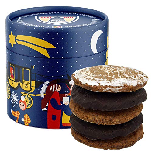 Lebkuchen - original Nürnberger Mandel Elisen-Lebkuchen - 45% Nussanteil - handgefertigte Qualität - prämierter Meisterhändler (Papierdose Christkindlmarkt - Inhalt: Lebkuchen gemischt - 380 Gramm) von Fraunholz Elisenlebkuchen