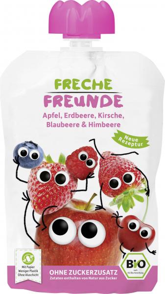 Freche Freunde Quetschie Apfel-Erdbeere-Kirsche-Blaubeere-Himbeere von Freche Freunde