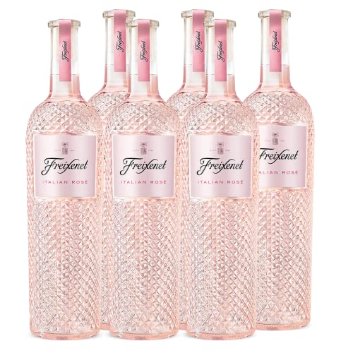 Freixenet Italian Rosé Extra Trocken (6 x 0,75 l) italienischer Spumante aus Veneto in eleganter Designerflasche mit kristallgeschliffener Diamantoptik, extra trocken und fruchtig im Geschmack von Freixenet