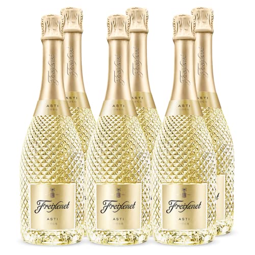 Freixenet Asti D.O.C.G. aus Piemont, Italien (6x0,75l) Süßer Schaumwein in edler Schmuckflasche mit Diamantoptik - Naturkorken - Moscato Bianco, vegan von Freixenet