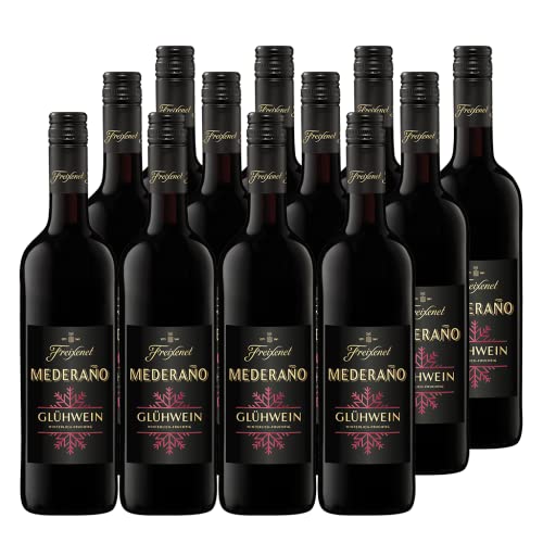 Mederaño Glühwein Rot (12x 0,75 l) - Der perfekte Begleiter für die kalte Jahreszeit + 2 Glühweingläser gratis von Freixenet