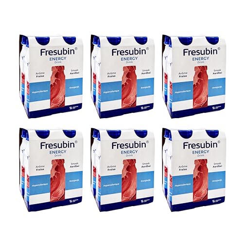 Fresubin Energy Drink - Erdbeere Hochkalorische Trinknahrung von Fresenius Kabi, 300 kcal pro Flasche, glutenfrei, ohne Ballaststoffe ideal bei Mangelernährung (200 ml (24er Pack), Erdbeere) von Fresubin