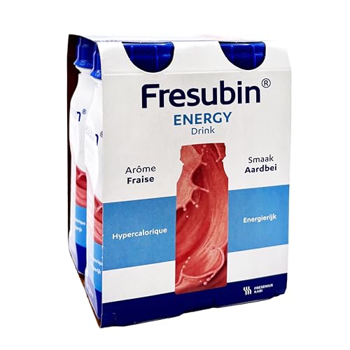 Fresubin Energy Drink - Hochkalorische Trinknahrung von Fresenius Kabi, 300 kcal pro Flasche, glutenfrei, laktosearm, ohne Ballaststoffe ideal bei Mangelernährung (200 ml (4er Pack), Erdbeere) von Fresubin