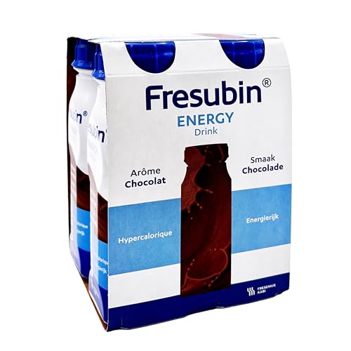 Fresubin Energy Drink - Schokolade Hochkalorische Trinknahrung von Fresenius Kabi, 300 kcal pro Flasche, laktosearm, Ballaststoffarm ideal bei Mangelernährung (200 ml (4er Pack), Schokolade) von Fresubin