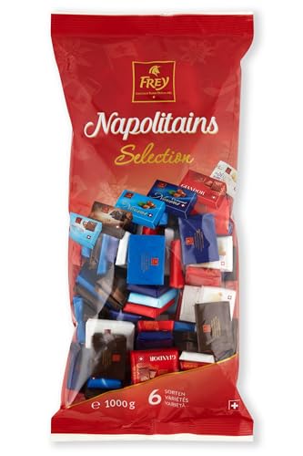 Frey 1kg Napolitains Selection Schokolade Mischbeutel - Mini Schokoladentafeln aus 6 Sorten - Schweizer Mini Schokoladen Tafeln - Großpackung 1x 1000 g - UTZ-zertifiziert von Frey