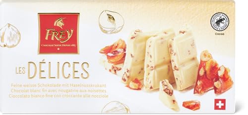 Frey Schokolade - Les Délices Blanc Croquant 100g - Swiss Premium Chocolate – Rainforest Alliance-zertifiziert von Frey