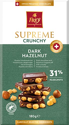 Frey Schokolade - Supreme Dark Crunchy Nut 180g - Kakao 44% mindestens - Swiss Premium Chocolate - Rainforest Alliance-zertifiziert von Frey