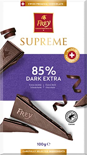 Frey Schokolade - Supreme Dunkle 100g - Kakao 85% mindestens - Swiss Premium Chocolate - Rainforest Alliance-zerfiziert von Frey