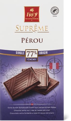 Frey Schokolade - Supreme Peru Dunkle 100g - Kakao 77% mindestens - Swiss Premium Chocolate - Rainforest Alliance-zertifiziert von Frey