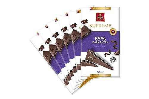 Frey Suprême Noir 85% extra dunkle - Swiss Premium Chocolate - Kakao 85% mindestens - Rainforest Alliance-zertifiziert - Großpackung Schokoladentafeln 6x100g von Frey