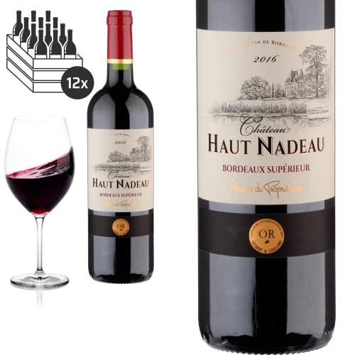 12er Karton 2016 Bordeaux Supérieur von Château Haut Nadeau - Rotwein von Baron-Fuente