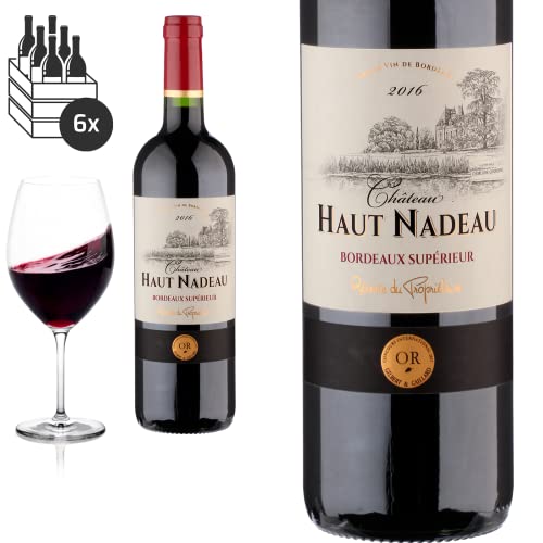 6er Karton 2016 Bordeaux Supérieur von Château Haut Nadeau - Rotwein von Baron-Fuente