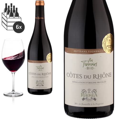 6er Karton 2021 Bio Côtes du Rhône Nos Terroirs von Rhonéa - Rotwein von Friedrich Kroté