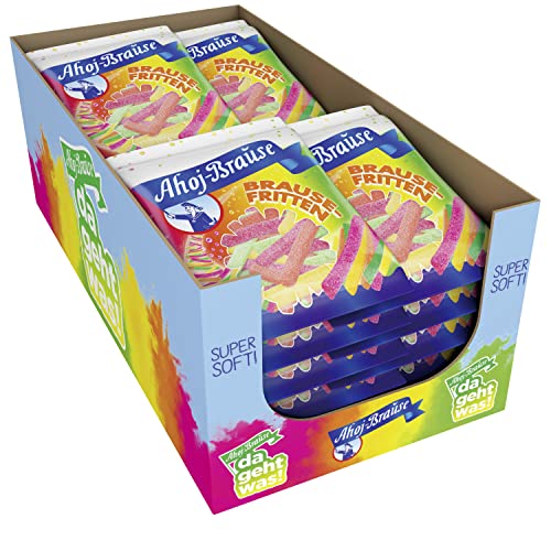 Frigeo Ahoj-Brause Fritten – prickelndes softes Gummibonbon in vier süß-sauren Geschmacksrichtungen, softe Gummi-Bonbons für das perfekte Naschvergnügen, vegan, im Vorrats-Pack, 16 x 150 g von Frigeo Ahoj-Brause