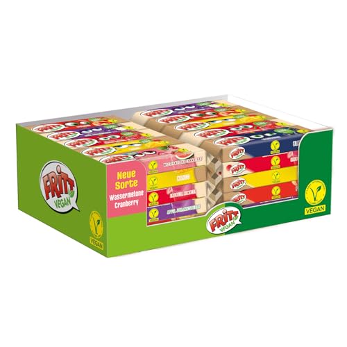 FRITT Vegan 50 x 56g, 100% Vegane Kaubonbons mit Vitamin C in 6 verschiedenen Sorten, vegane Süßigkeiten ohne Gelantine, mit neuer Sorte von Fritt