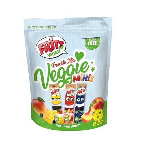 FRITT Vegan Früchte-Mix Minis 135g, 100% Vegan, Mini Kaubonbon-Streifen in 3 verschiedenen Geschmacksrichtungen von Fritt