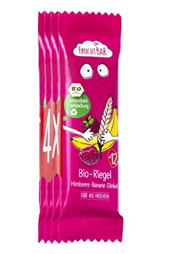 FruchtBar Bio-Fruchtriegel mit Dinkel - 4er Pack ohne Zuckerzusatz - Leckerer Kindersnack für unterwegs von FruchtBar