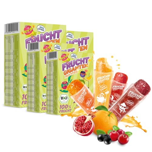 4x FRUCHTGIGANTEN Wassereis - 40 Fruchteis - 100% Frucht - Superfood Wasser Eis in den Sorten Aronia, Granatapfel, Orange, Cranberry - Ohne Zuckerzusatz und Geschmacksverstärker - Vegan von FruchtGiganten