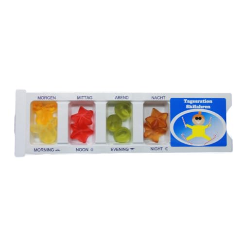 Tablettenbox Skifahren gefüllt mit Fruchtgummi Scherzartikel 25g von Fruchtgummi Bären & Co.