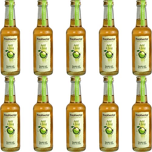 Fruchtwerker | Apfel& Essig | Mit Saft aus echten Früchten| 10er Pack | 10x 250ml Glasflasche von Fruchtwerker