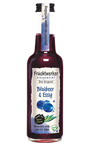 Fruchtwerker | Blaubeer & Essig | Mit Saft aus echten Früchten | gesüßt mit Agavendicksaft | 250ml Glasflasche von Fruchtwerker