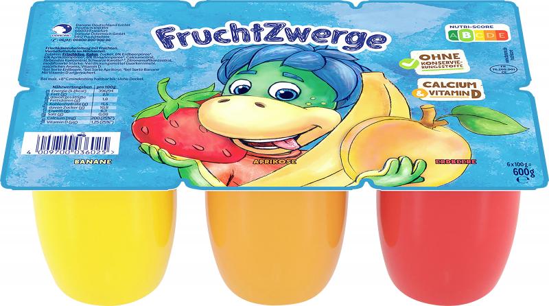 Danone Fruchtzwerge Banane, Aprikose, Erdbeere von Fruchtzwerge