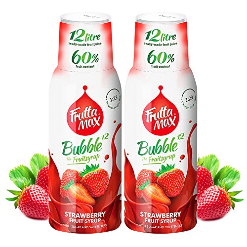 2 x 500 ml FruttaMax Erdbeere Getränkesirup Frucht-sirup Konzentrat | weniger Zucker | mit 60% Fruchtanteil | für Soda Maschine geeignet von FruttaMax