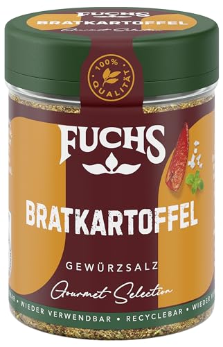 Fuchs Gourmet Selection Klassisch/Heimisch – Bratkartoffel Gewürzsalz, nachfüllbares Kartoffel Gewürz, Salz zum Würzen von Brat- & Ofenkartoffeln, Pommes Frites & Co, vegan, 70 g von Fuchs