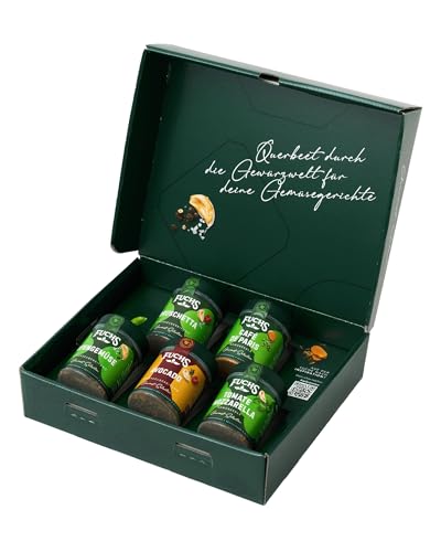 Fuchs Gourmet Selection Veggie-Geschenkbox – 5 Gewürzmischungen für vegetarische Gerichte verschiedener Länderküchen - Gewürze für Hobby- und Profiköche von Fuchs