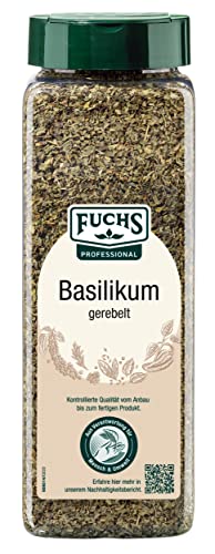 Fuchs Professional - Basilikum gerebelt | Mediterranes Gewürzkraut für Großverbraucher | Mit praktischem Streuaufsatz | 150 g im großen Streuer von Fuchs Professional