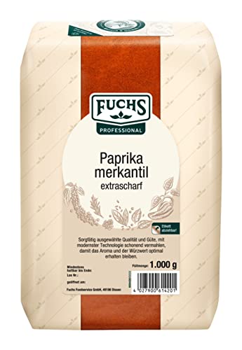 Fuchs Professional - Paprika Merkantil extra scharf | Zum Würzen von scharfem Gulasch oder Chili con Carne| 1 kg im großen Beutel von Fuchs Professional