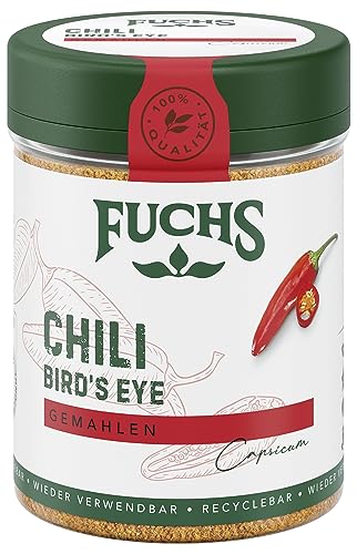 Fuchs Gewürze - Chili Bird's Eye gemahlen - für scharfe asiatische Speisen, Wokgerichte oder Sambals - natürliche Zutaten - 50 g in wiederverwendbarer, recyclebarer Dose von Fuchs