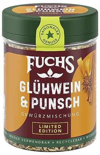 Fuchs Gewürze - Glühwein & Punsch Gewürz - weihnachtliche Gewürzmischung für Wein und Punsch - aus natürlichen Zutaten - 40 g in wiederverwendbarer, recyclebarer Dose von Fuchs