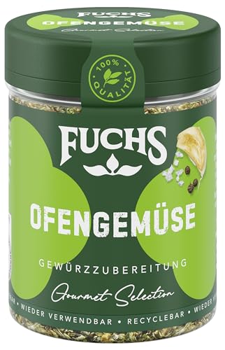 Fuchs Gewürze Gourmet Selection Mediterran – Ofengemüse Gewürzzubereitung, nachfüllbares Gewürz, Gewürzmischung mit ausgewählten Kräutern, für Brot, und weitere Gemüsearten, vegan, 50 g von Fuchs