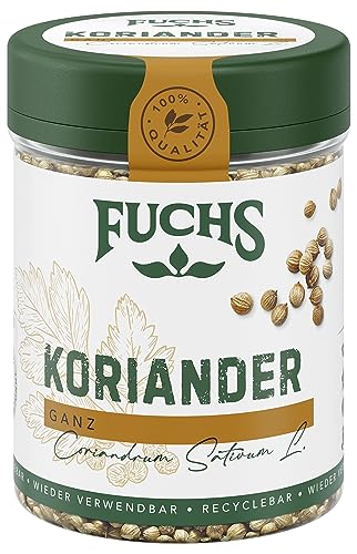 Fuchs Gewürze - Koriander ganz - ideal für Currymischungen oder Reisgerichte - natürliche Zutaten - 40 g in wiederverwendbarer, recyclebarer Dose von Fuchs