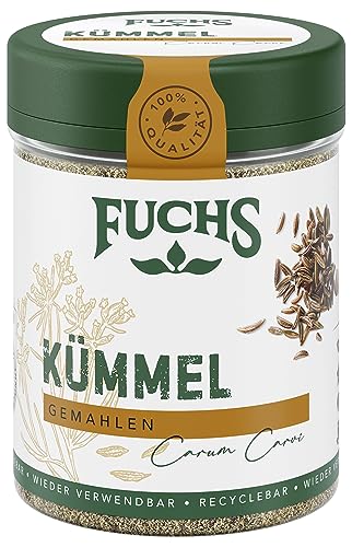 Fuchs Gewürze - Kümmel gemahlen - klassiches Gewürz für deftige Gerichte wie Chili con Carne - natürliche Zutaten - 55 g in wiederverwendbarer, recyclebarer Dose von Fuchs