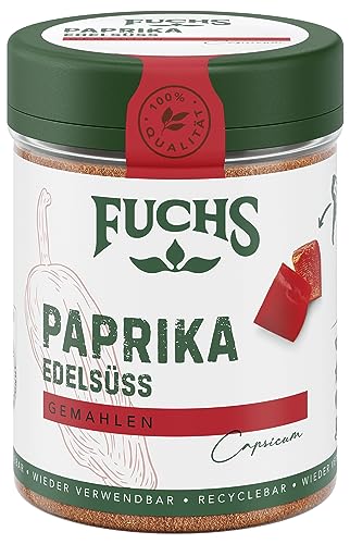 Fuchs Gewürze - Paprika edelsüß - mild-fruchtige Würze für Suppen, Saucen und Fleischgerichte - natürliche Zutaten - 55 g in wiederverwendbarer, recyclebarer Dose von Fuchs