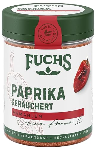 Fuchs Gewürze - Paprika geräuchert gemahlen - rauchiger Geschmack für BBQ, Gulasch oder Tofu - natürliche Zutaten - 60 g in wiederverwendbarer, recyclebarer Dose von Fuchs