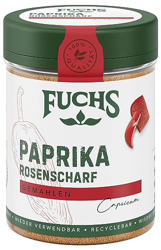 Fuchs Gewürze - Paprika rosenscharf gemahlen - schärfer Geschmack für Gulasch, Eintöpfe oder Gemüsegerichte - natürliche Zutaten - 55 g in wiederverwendbarer, recyclebarer Dose von Fuchs