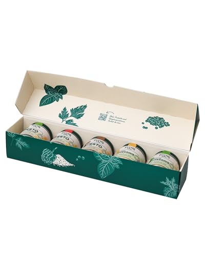 Fuchs Gewürze - Pesto & Dressing Geschenkbox "Köstliche Spezialitäten" – 5 hochwertige, mediterrane Gewürzmischungen in stilvollen Gewürzgläsern - Gewürz-Geschenk für Hobby- und Profiköche von Fuchs