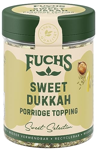 Fuchs Gewürze - Porridge Topping "Sweet Dukkah" - crunchy Topping mit Haselnuss, Sesam und Mandeln für Oat-Meals - aus natürlichen Zutaten - 60 g in wiederverwendbarer, recyclebarer Dose von Fuchs