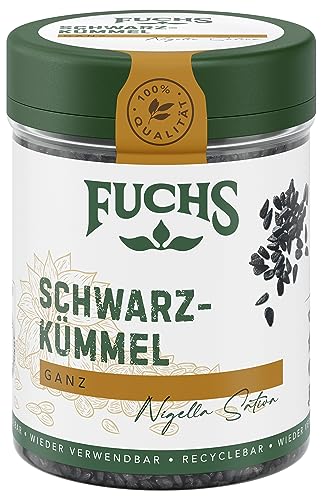 Fuchs Gewürze - Schwarzkümmel ganz - ideal als Topping für Salate, Bowls, Guacamole oder Frischkäsebrot - natürliche Zutaten - 60 g in wiederverwendbarer, recyclebarer Dose von Fuchs