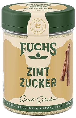 Fuchs Gewürze - Zimt Zucker - Klassiches Gewürz für Milchreis, Pfannkuchen oder Waffeln - aus natürlichen Zutaten - 100 g in wiederverwendbarer, recyclebarer Dose von Fuchs