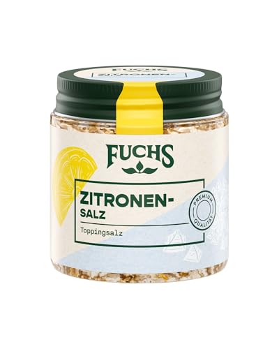 Fuchs Gewürze - Zitronensalz | Toppingsalz mit Pyramidenflocken & Zitrone | Crunchy Verfeinerung für Fisch und Gemüse | Zitronensalz in Premium-Qualität | 60 g im wiederverschließbaren Gewürzglas von Fuchs