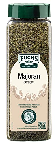 Fuchs Professional - Majoran gerebelt | Mit praktischem Streuaufsatz | Zum Verfeinern von Bohnen- und Linseneintöpfen | 80 g im großen Streuer von Fuchs