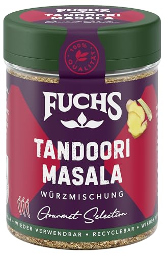 Fuchs Gourmet Selection Asien – Tandoori Masala Gewürzmischung, nachfüllbarer Gewürz Mix, Gewürzzubereitung zum Verfeinern von Fleisch-, Fisch- und Geflügel-Gerichten, vegan, 80 g von Fuchs